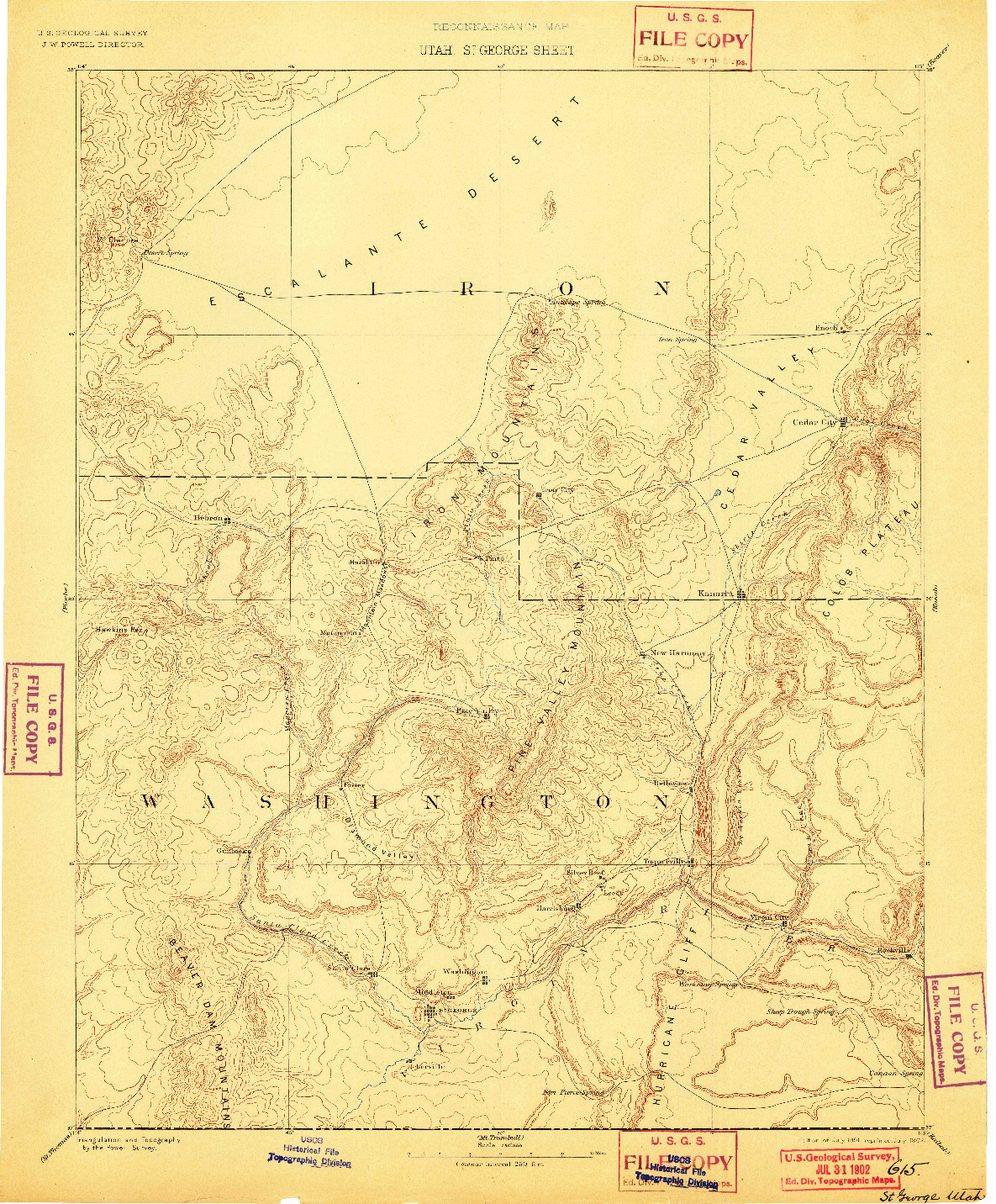 USGS 1:250000-SCALE QUADRANGLE FOR ST. GEORGE, UT 1891