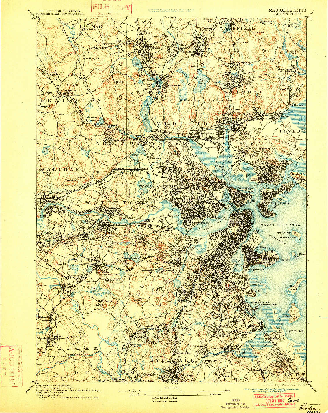 USGS 1:62500-SCALE QUADRANGLE FOR BOSTON, MA 1893