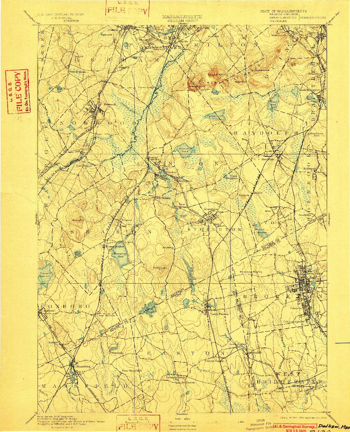 USGS 1:62500-SCALE QUADRANGLE FOR DEDHAM, MA 1894