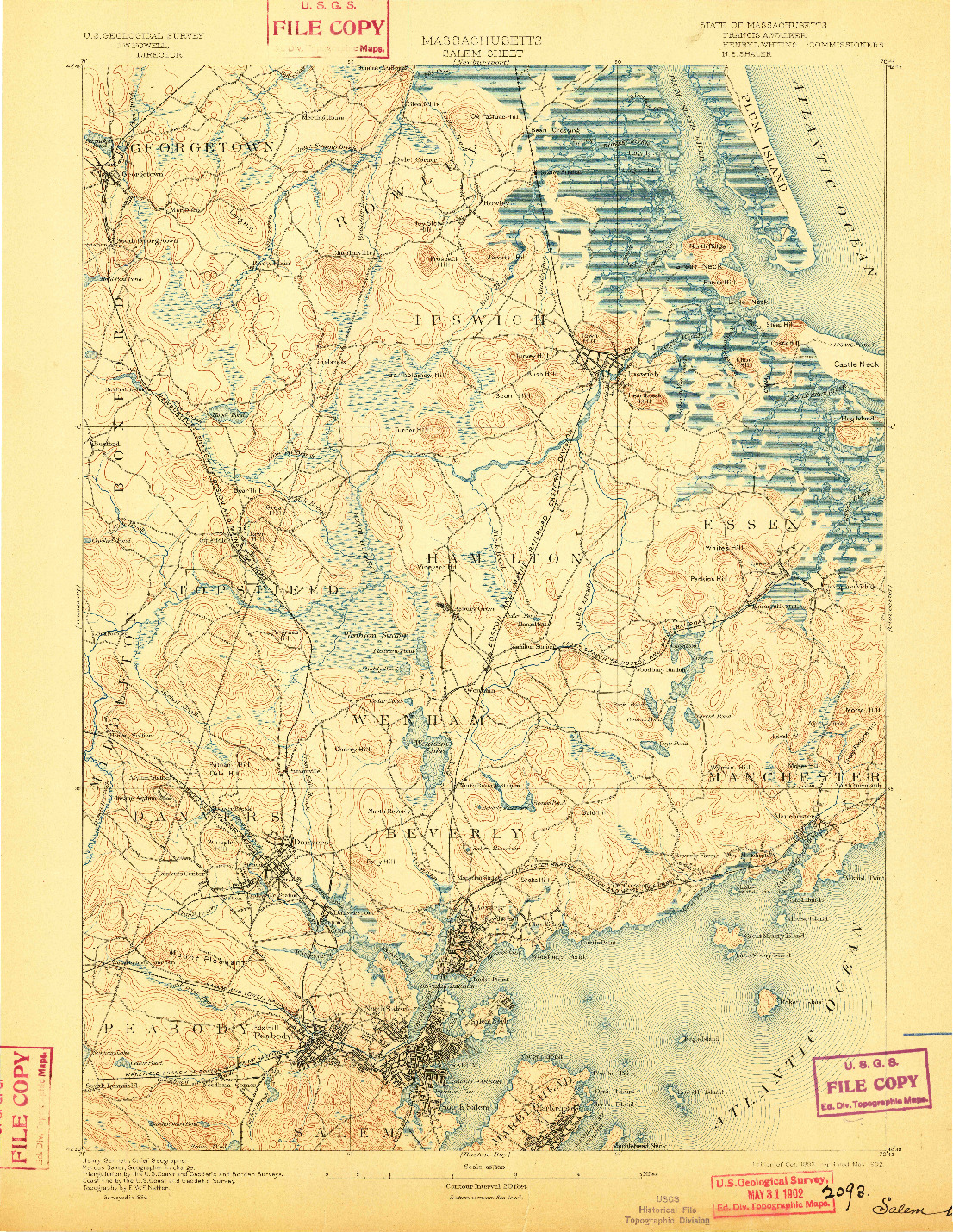 USGS 1:62500-SCALE QUADRANGLE FOR SALEM, MA 1893