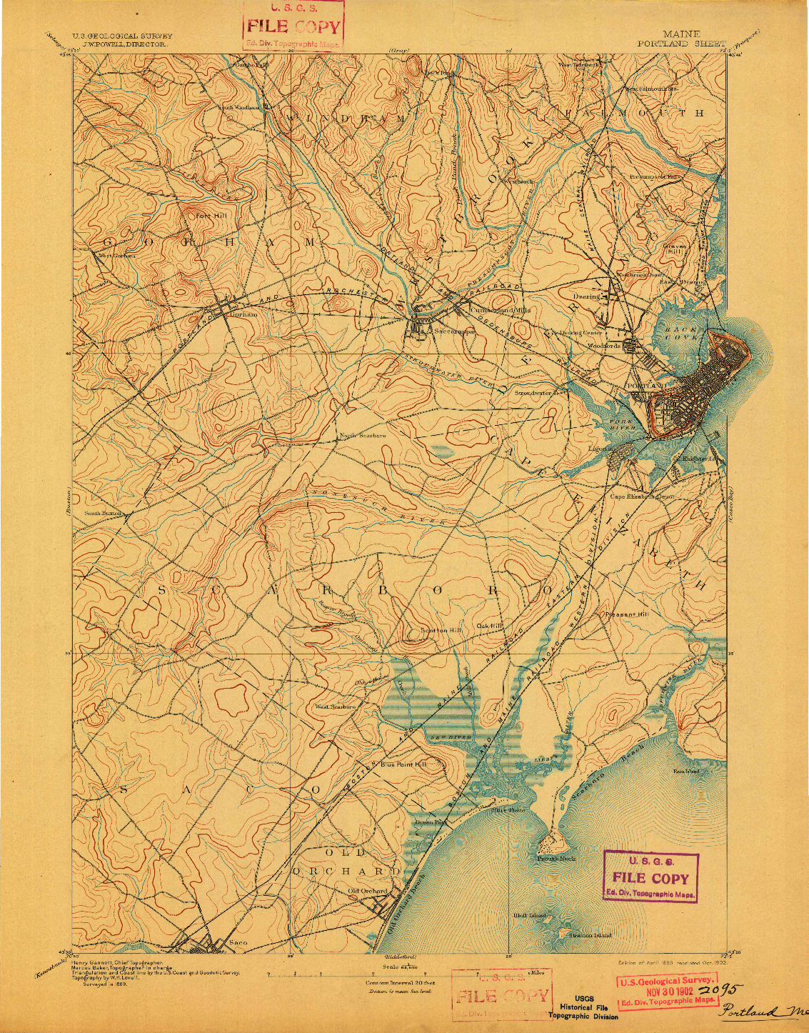 USGS 1:62500-SCALE QUADRANGLE FOR PORTLAND, ME 1893