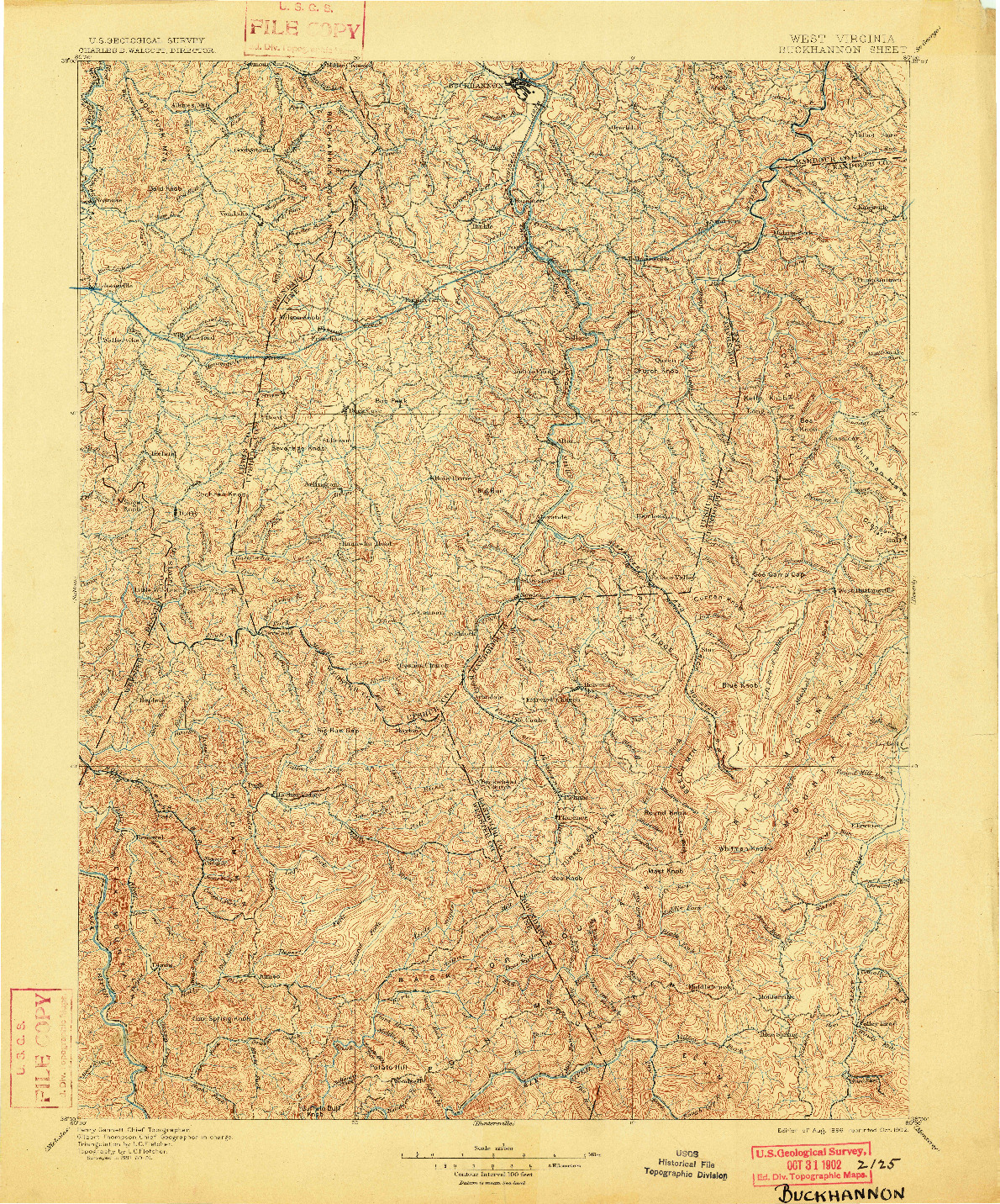 USGS 1:125000-SCALE QUADRANGLE FOR BUCKHANNON, WV 1896