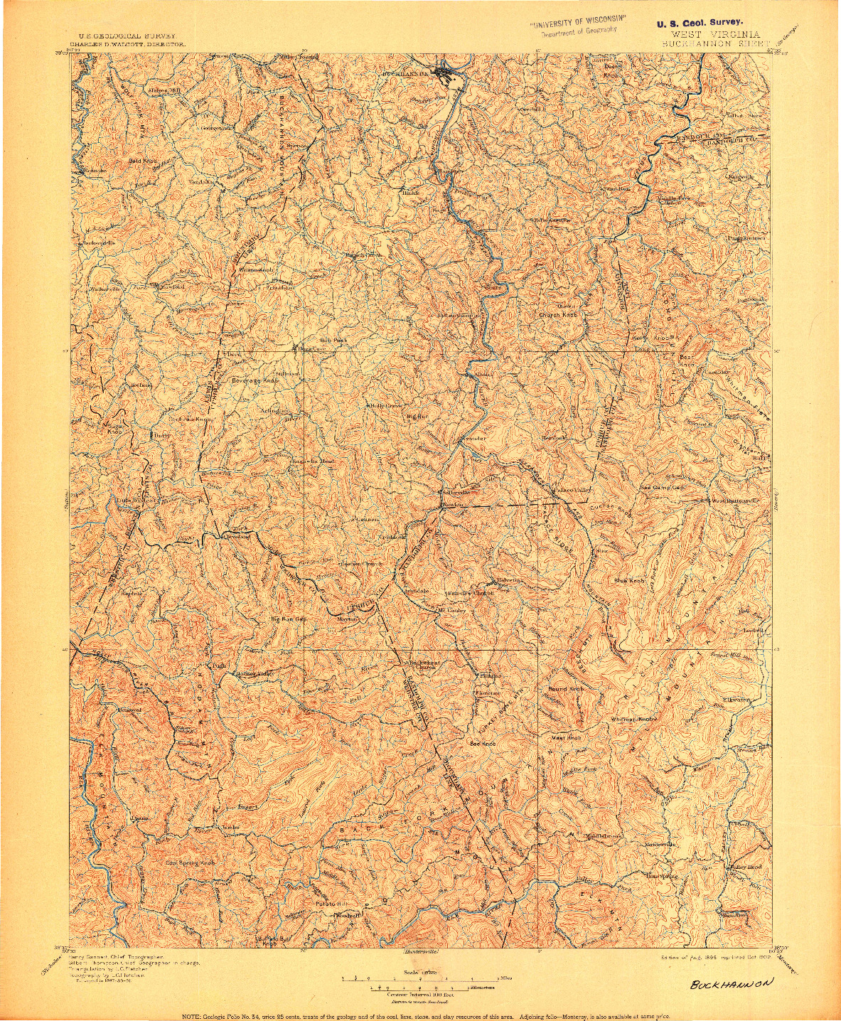 USGS 1:125000-SCALE QUADRANGLE FOR BUCKHANNON, WV 1896