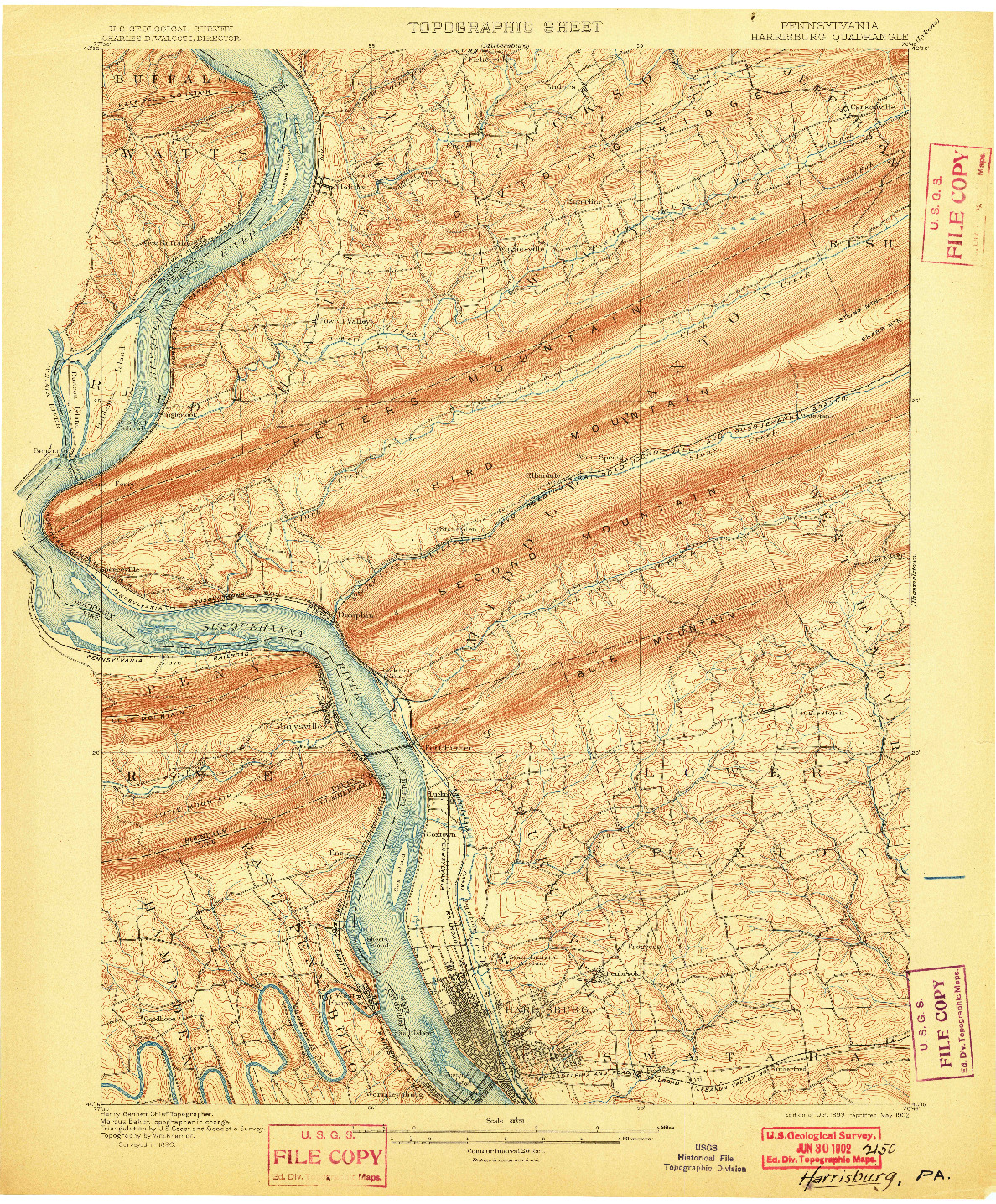 USGS 1:62500-SCALE QUADRANGLE FOR HARRISBURG, PA 1899