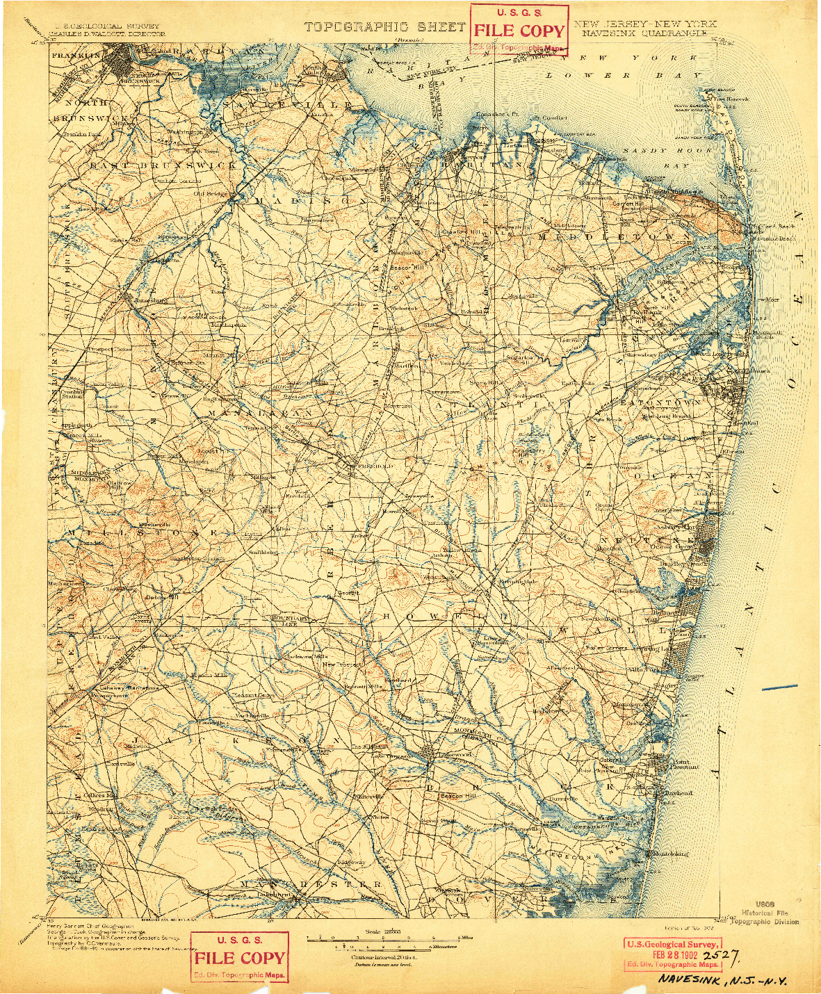 USGS 1:125000-SCALE QUADRANGLE FOR NAVESINK, NJ 1902