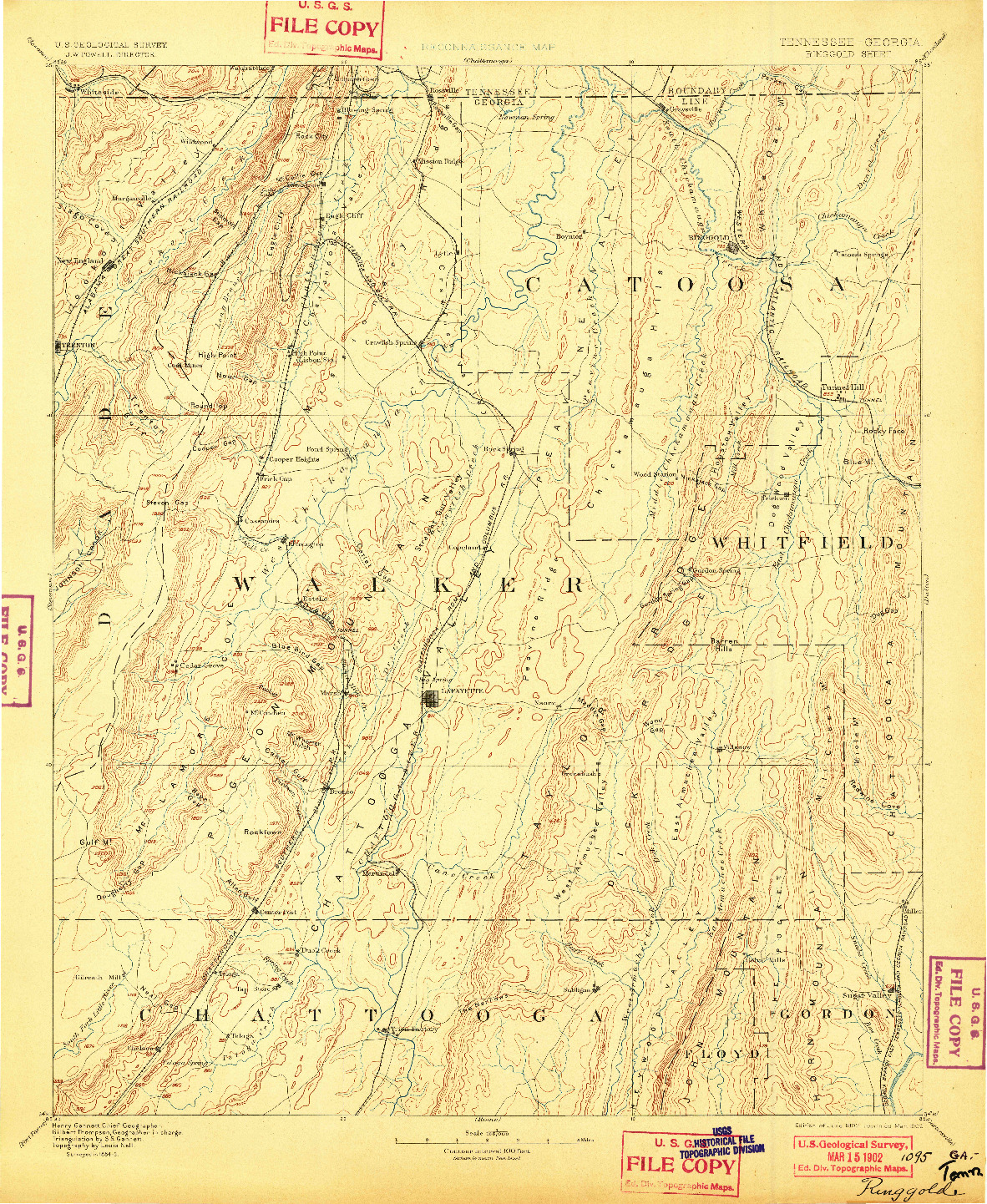 USGS 1:125000-SCALE QUADRANGLE FOR RINGGOLD, TN 1892