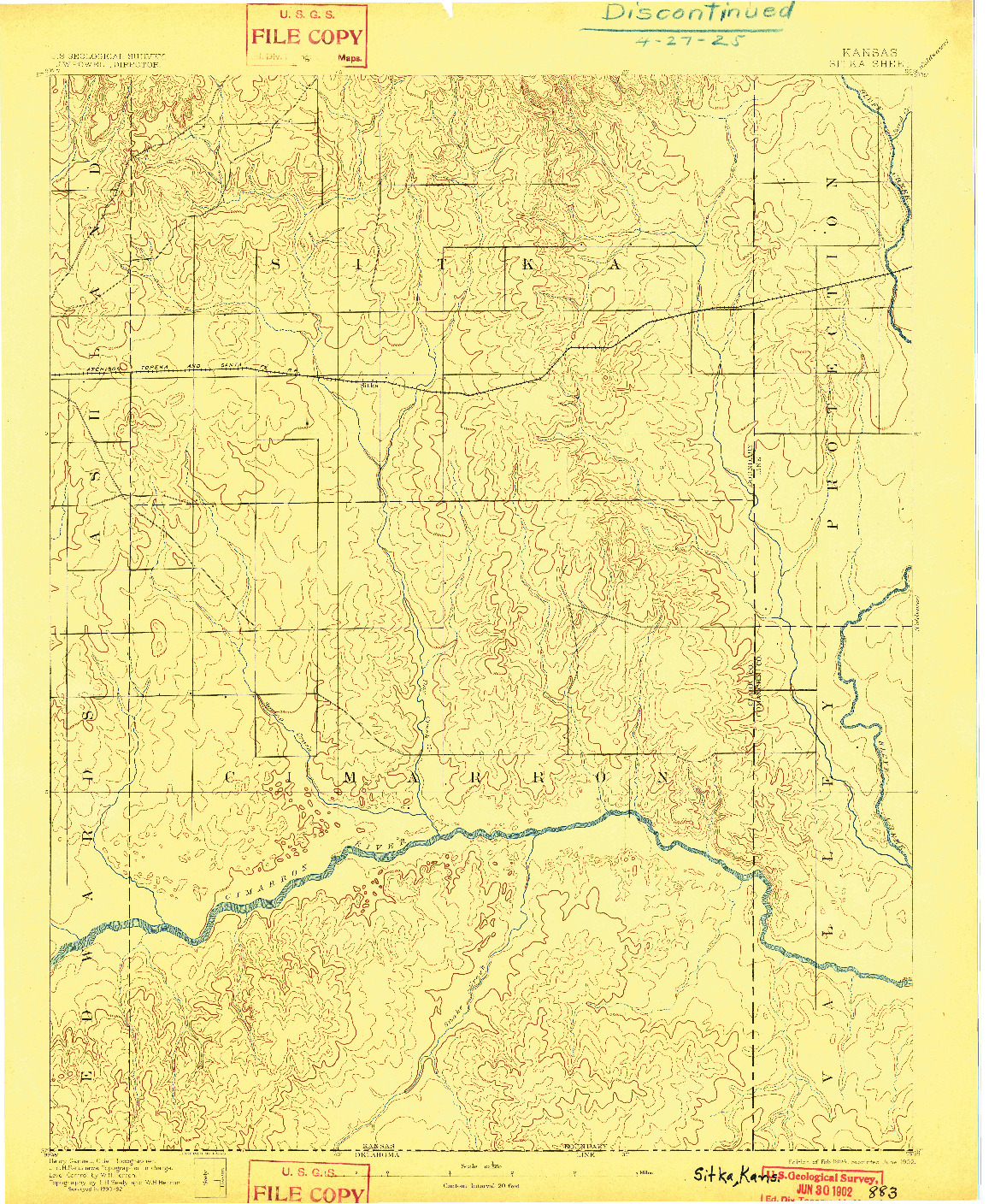 USGS 1:62500-SCALE QUADRANGLE FOR SITKA, KS 1894