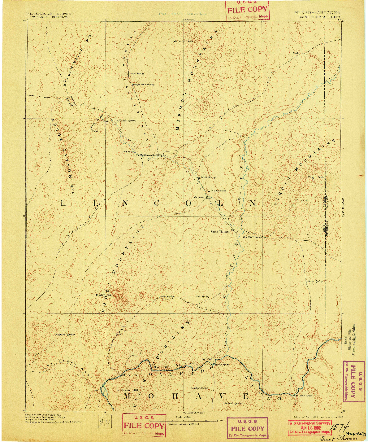 USGS 1:250000-SCALE QUADRANGLE FOR SAINT THOMAS, NV 1886