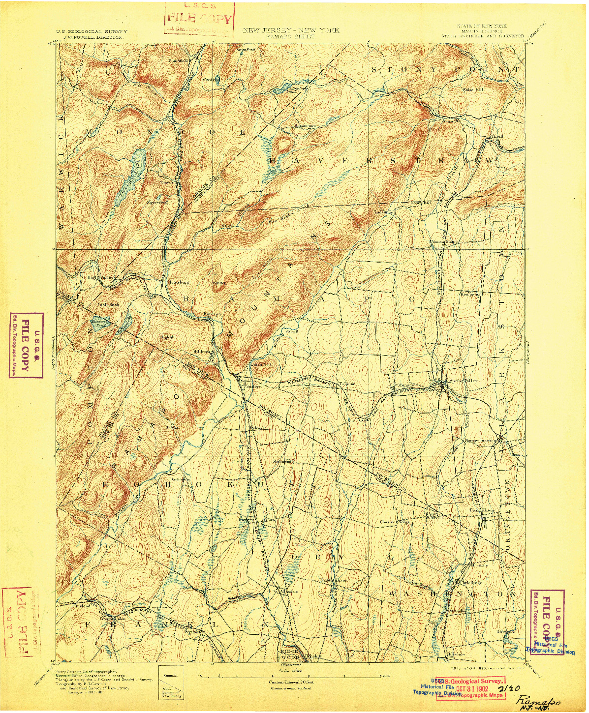 USGS 1:62500-SCALE QUADRANGLE FOR RAMAPO, NJ 1893