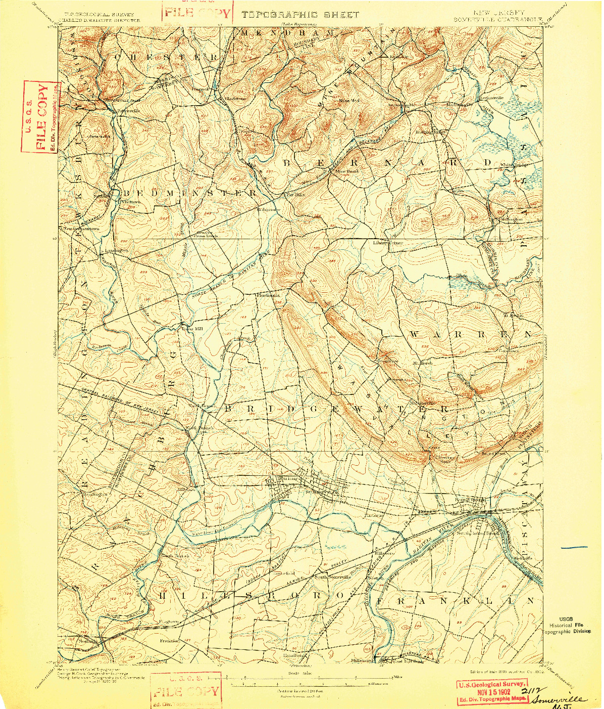 USGS 1:62500-SCALE QUADRANGLE FOR SOMERVILLE, NJ 1898