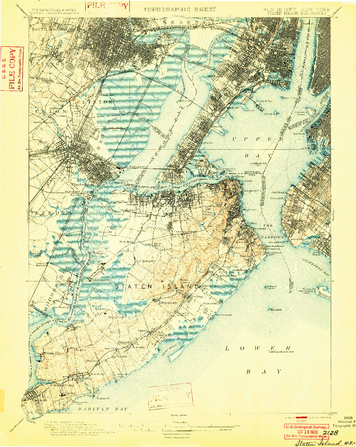 USGS 1:62500-SCALE QUADRANGLE FOR STATEN ISLAND, NJ 1900