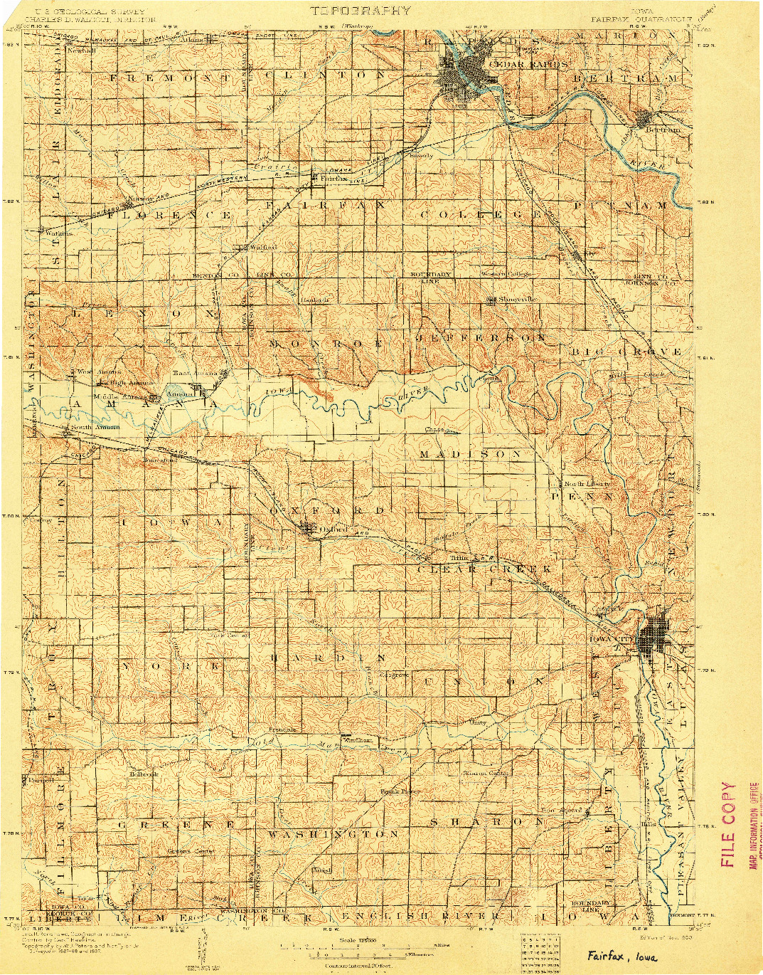 USGS 1:125000-SCALE QUADRANGLE FOR FAIRFAX, IA 1903