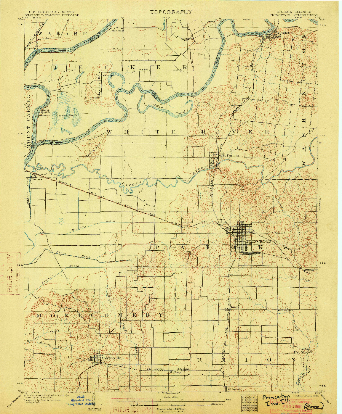 USGS 1:62500-SCALE QUADRANGLE FOR PRINCETON, IN 1903