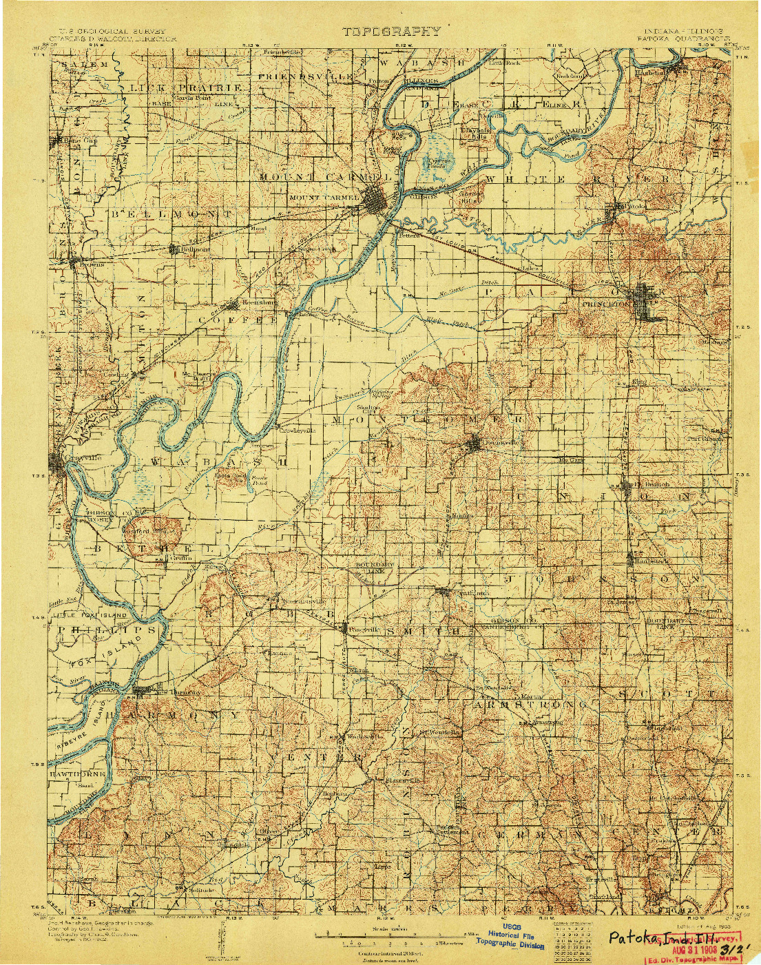 USGS 1:125000-SCALE QUADRANGLE FOR PATOKA, IN 1903