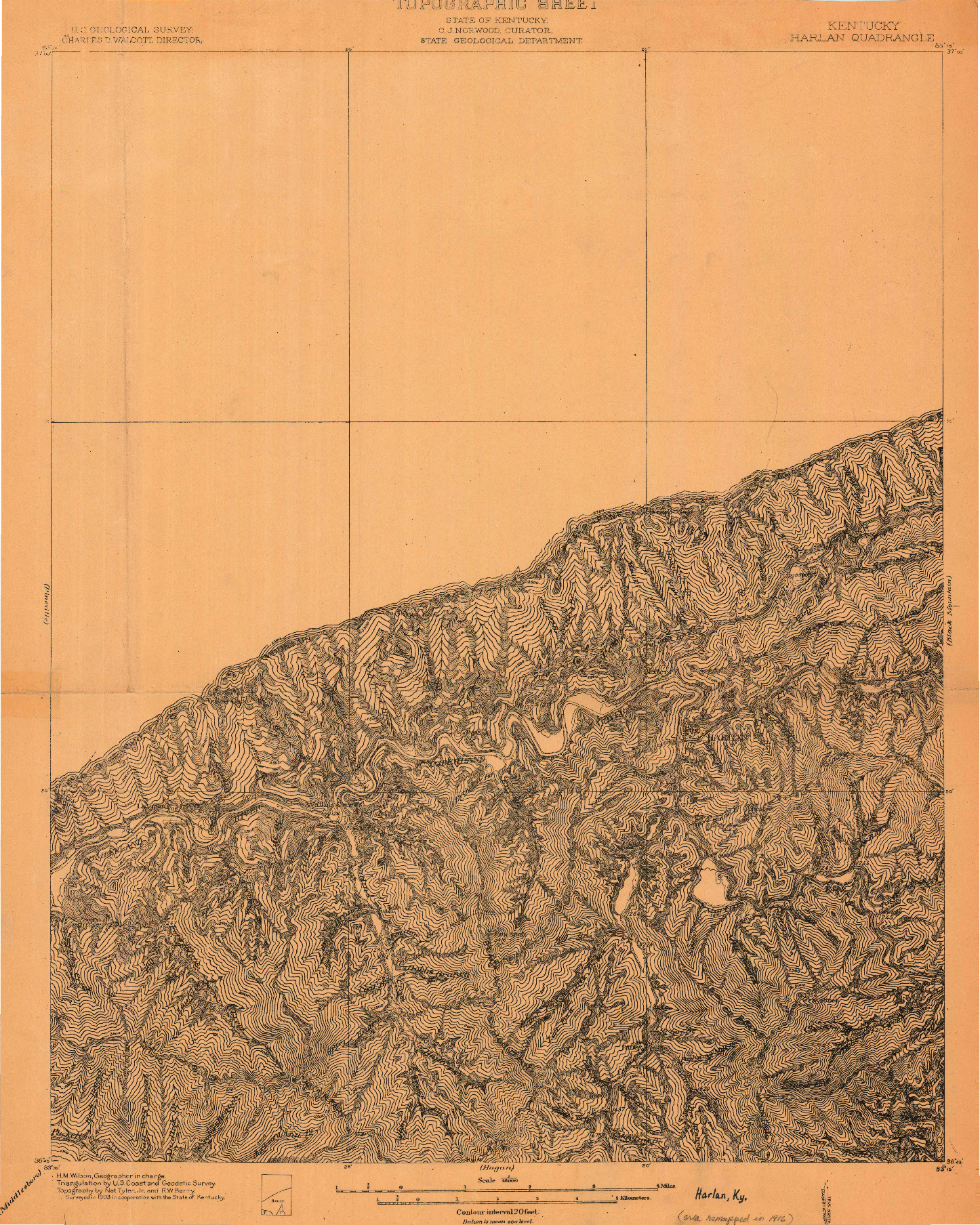 USGS 1:48000-SCALE QUADRANGLE FOR HARLAN, KY 1903