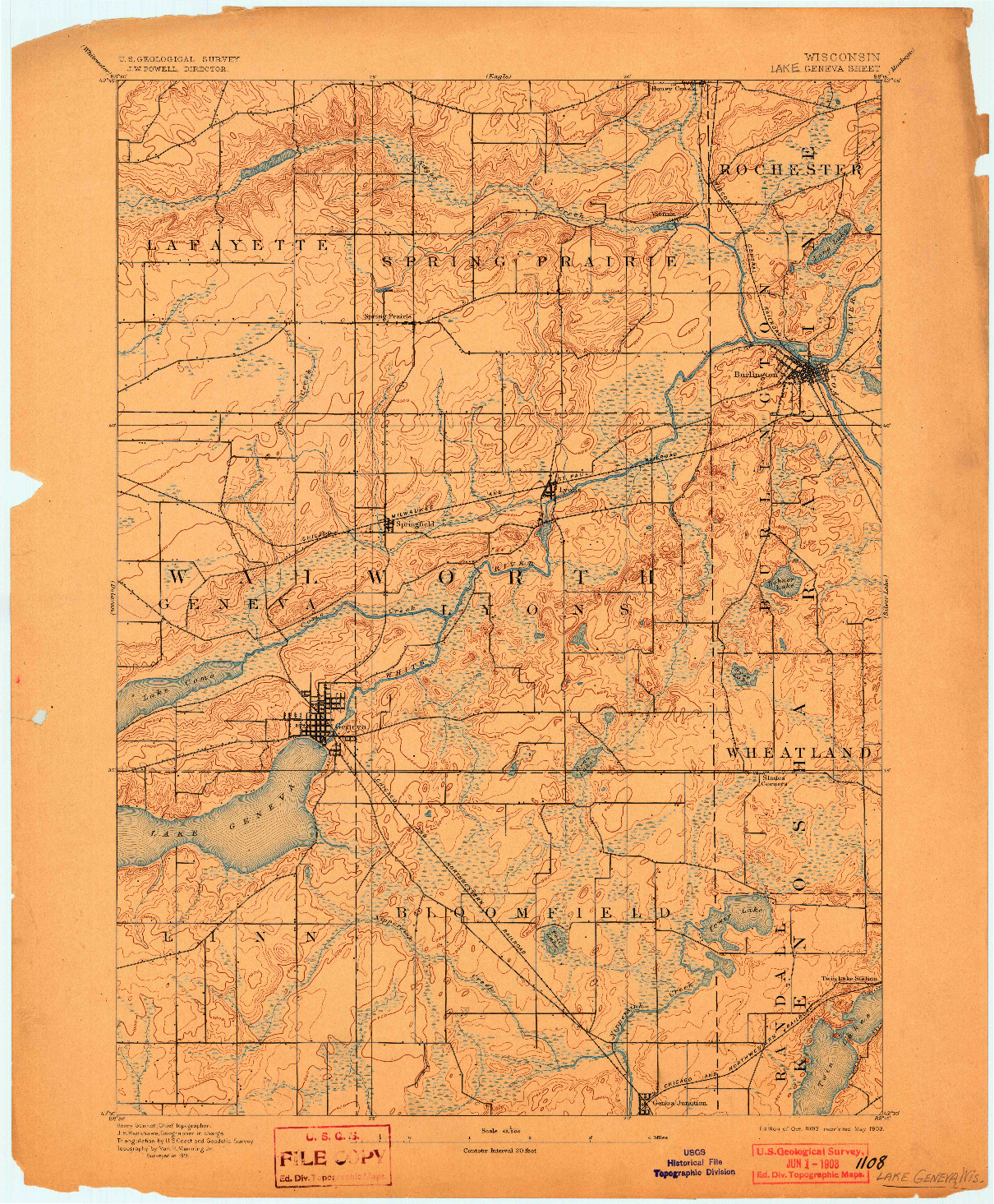 USGS 1:62500-SCALE QUADRANGLE FOR GENEVA, WI 1893