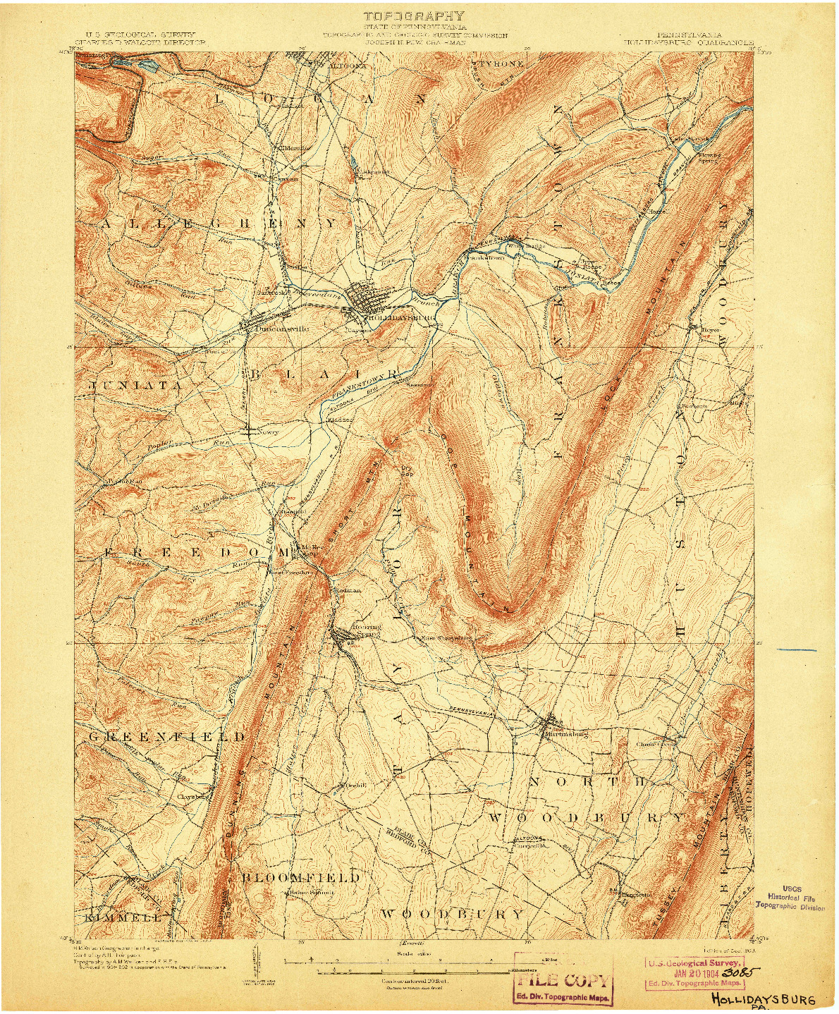 USGS 1:62500-SCALE QUADRANGLE FOR HOLLIDAYSBURG, PA 1903