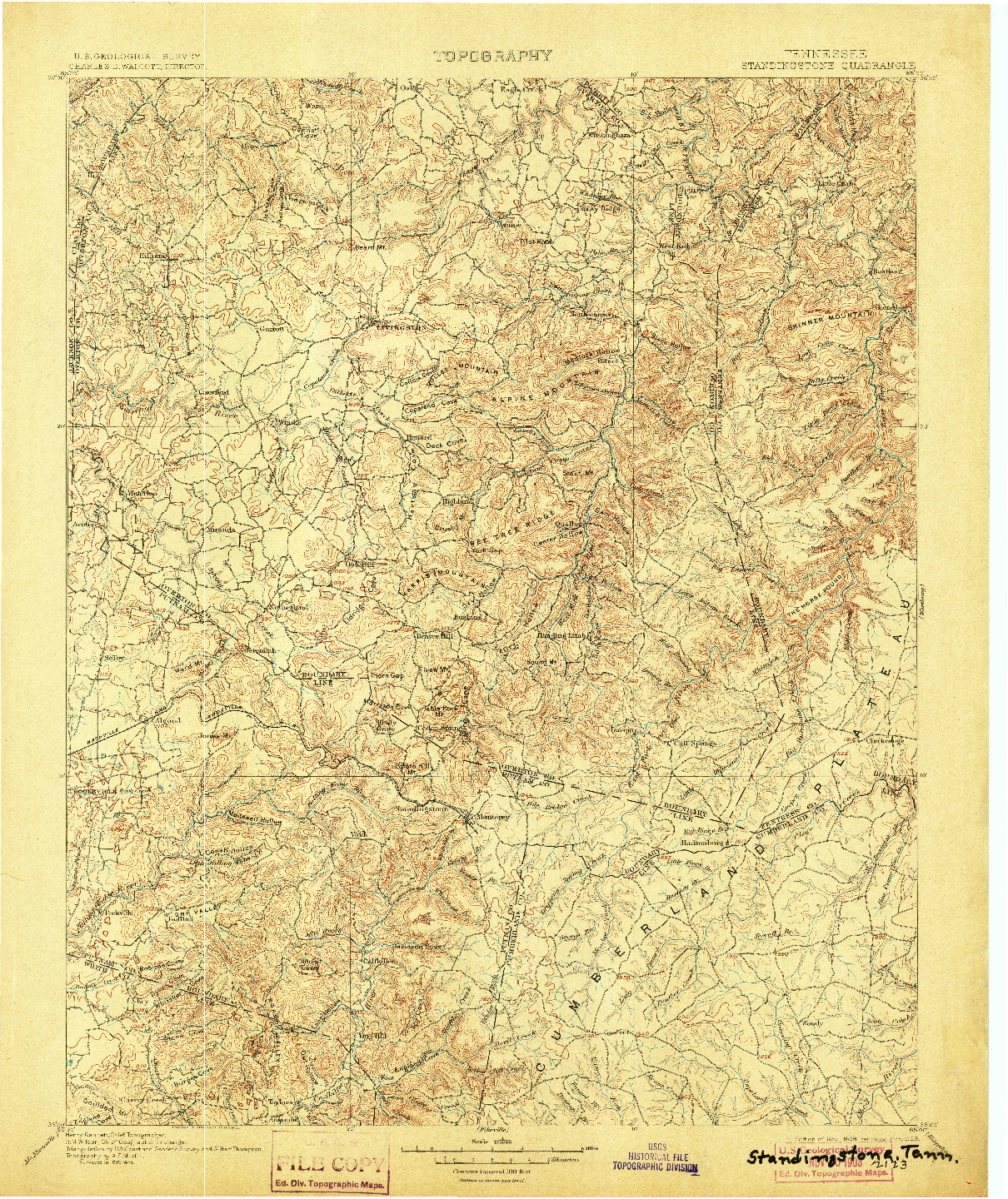 USGS 1:125000-SCALE QUADRANGLE FOR STANDINGSTONE, TN 1898