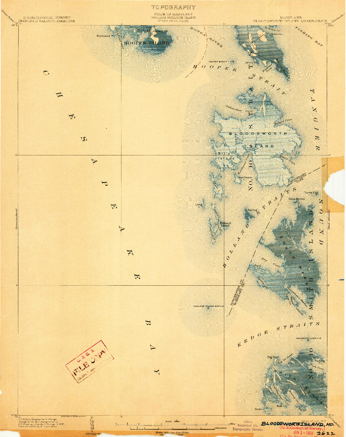 USGS 1:62500-SCALE QUADRANGLE FOR BLOODSWORTH ISLAND, MD 1903