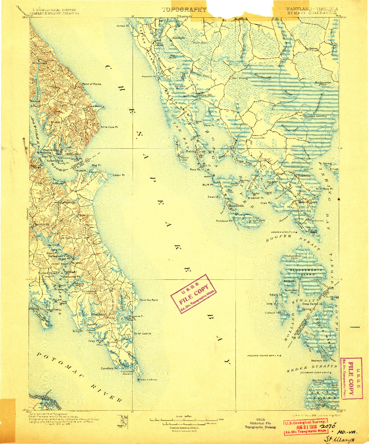 USGS 1:125000-SCALE QUADRANGLE FOR ST. MARYS, MD 1898