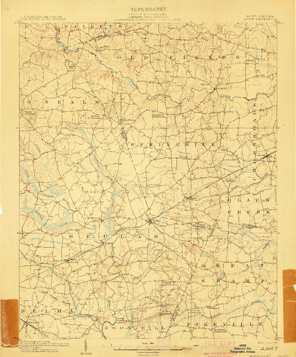USGS 1:62500-SCALE QUADRANGLE FOR KENLY, NC 1903
