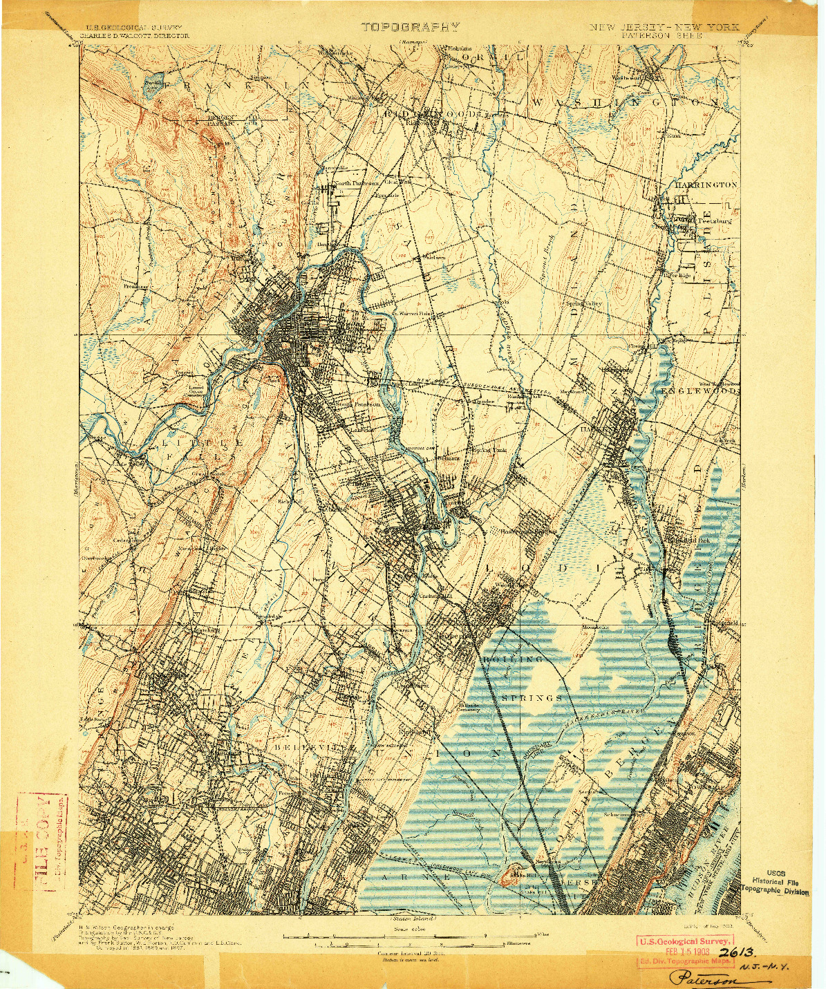 USGS 1:62500-SCALE QUADRANGLE FOR PATERSON, NJ 1903