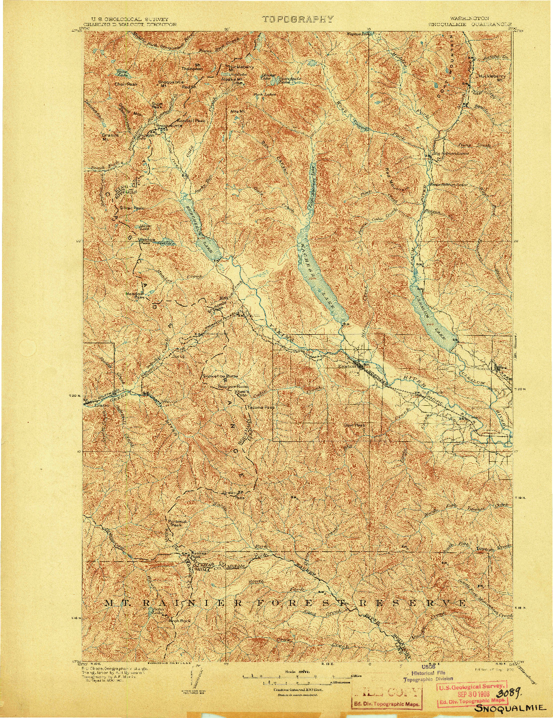 USGS 1:125000-SCALE QUADRANGLE FOR SNOQUALMIE, WA 1903
