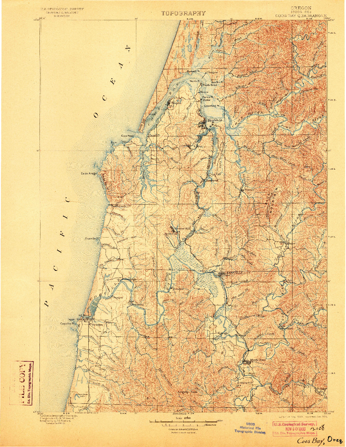 USGS 1:125000-SCALE QUADRANGLE FOR COOS BAY, OR 1900