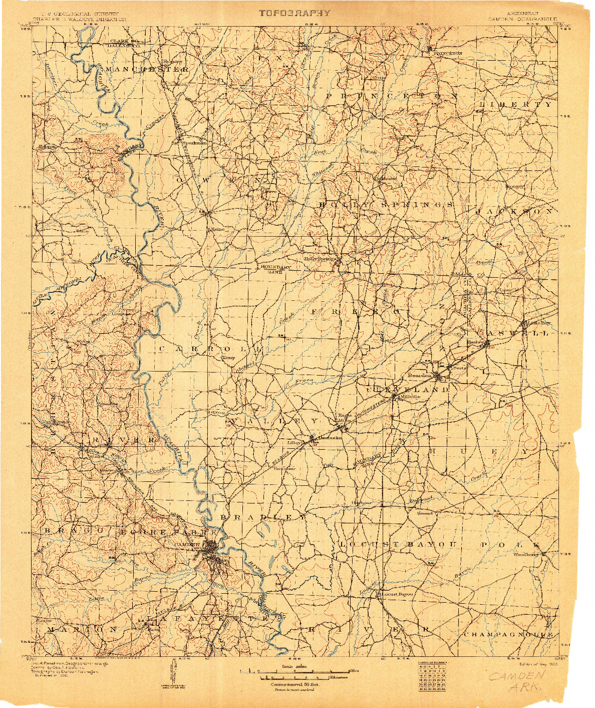 USGS 1:125000-SCALE QUADRANGLE FOR CAMDEN, AR 1903