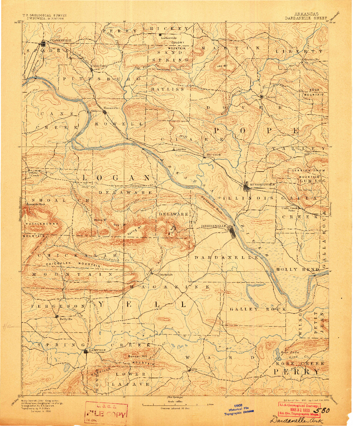 USGS 1:125000-SCALE QUADRANGLE FOR DARDANELLE, AR 1890