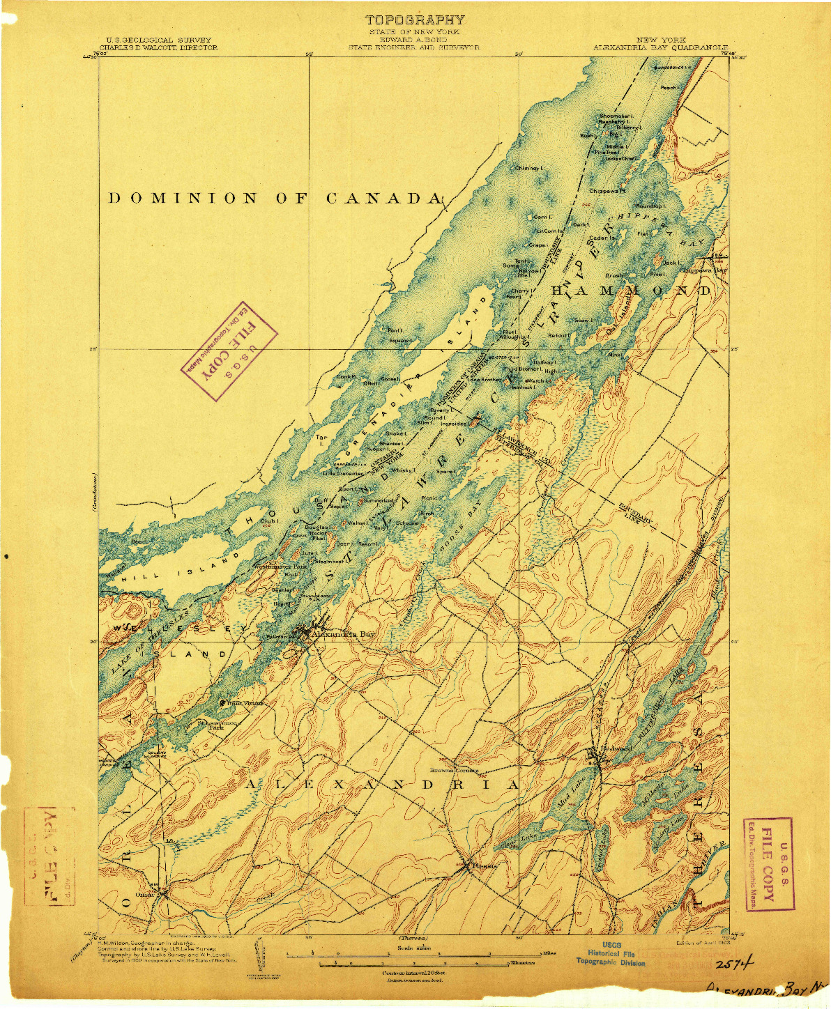 USGS 1:62500-SCALE QUADRANGLE FOR ALEXANDRIA BAY, NY 1903