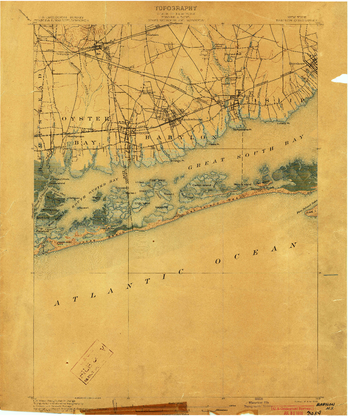USGS 1:62500-SCALE QUADRANGLE FOR BABYLON, NY 1903