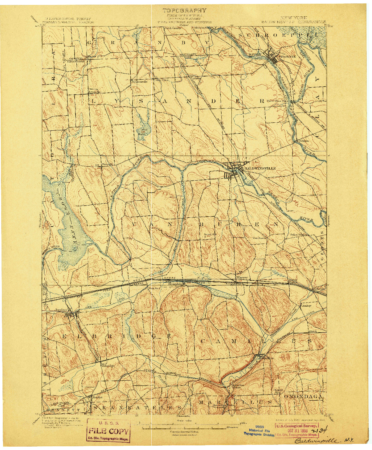 USGS 1:62500-SCALE QUADRANGLE FOR BALDWINSVILLE, NY 1900