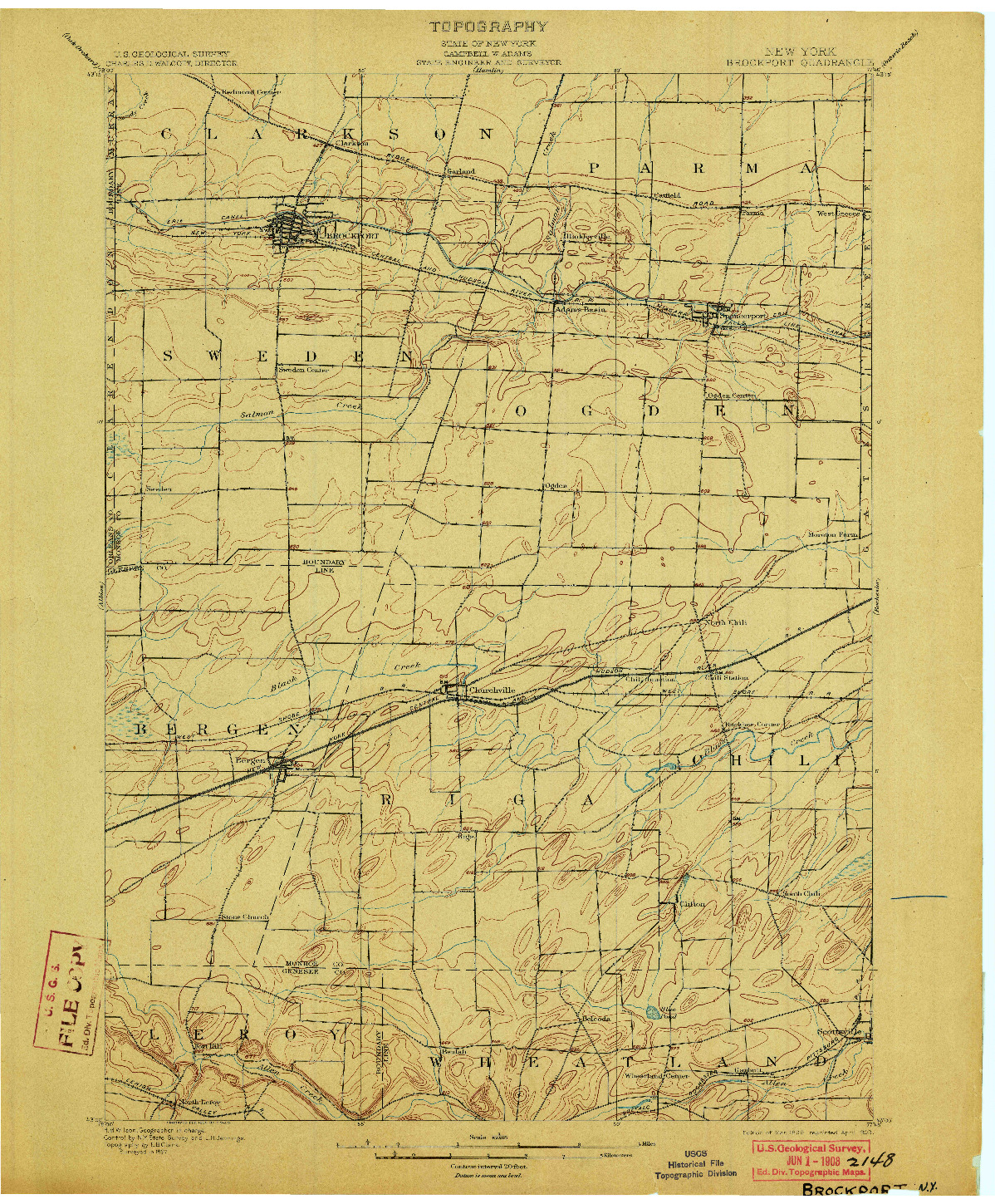 USGS 1:62500-SCALE QUADRANGLE FOR BROCKPORT, NY 1899