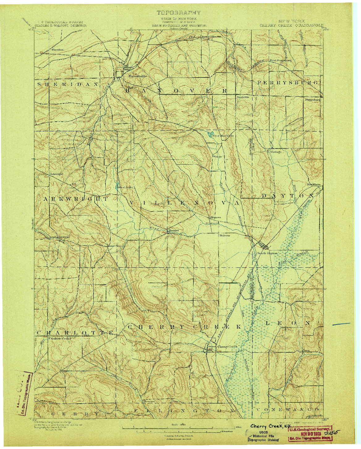 USGS 1:62500-SCALE QUADRANGLE FOR CHERRY CREEK, NY 1900