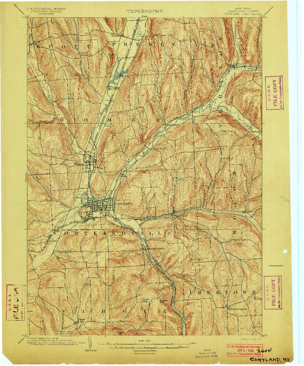 USGS 1:62500-SCALE QUADRANGLE FOR CORTLAND, NY 1903