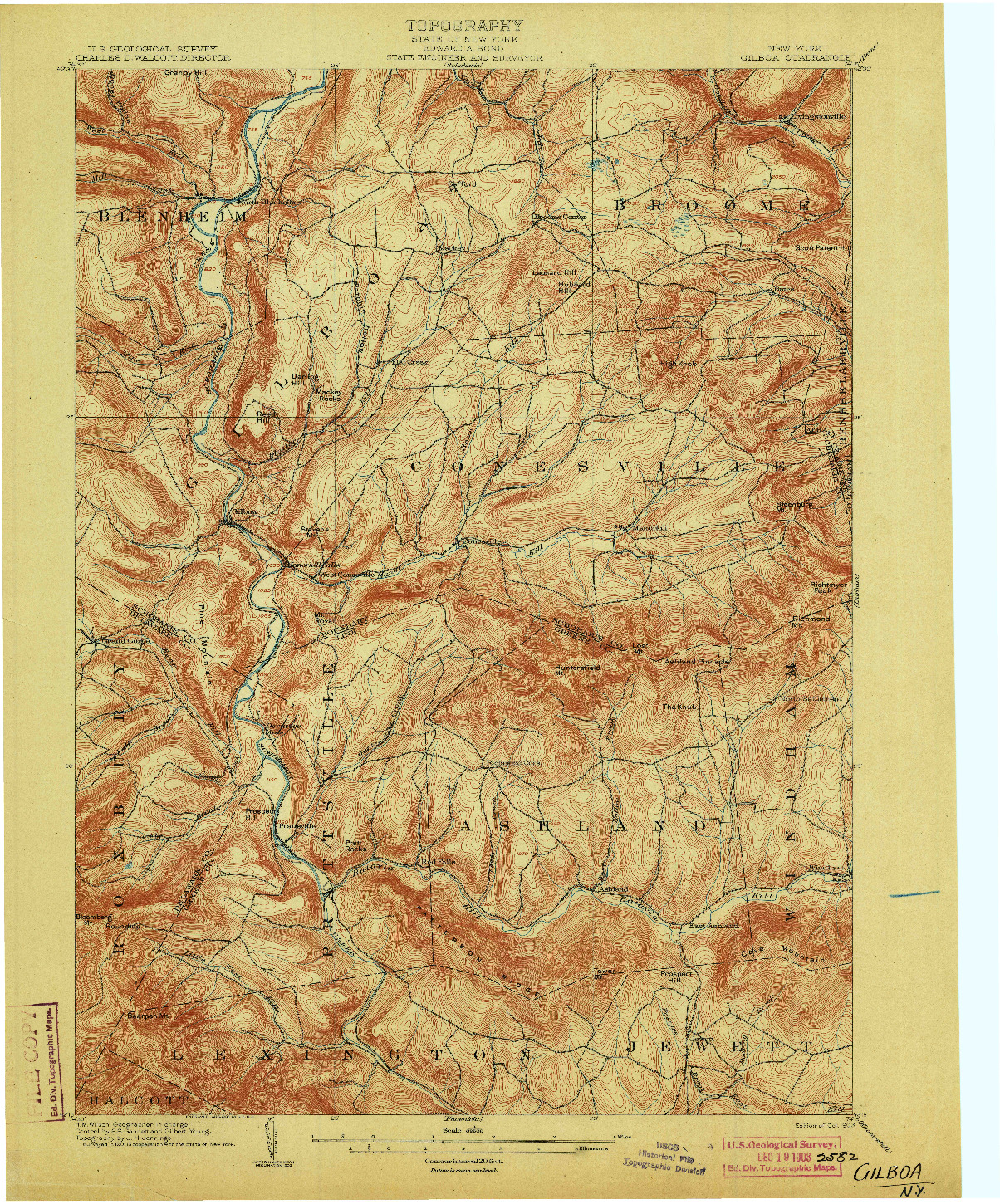 USGS 1:62500-SCALE QUADRANGLE FOR GILBOA, NY 1903