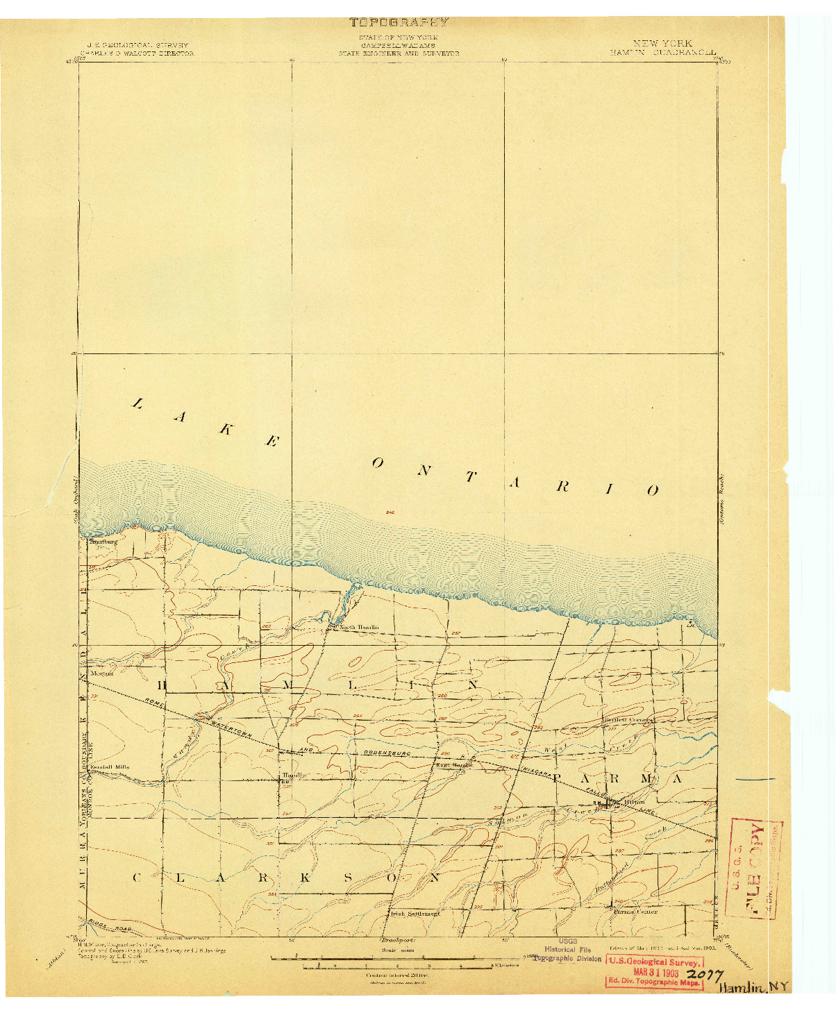 USGS 1:62500-SCALE QUADRANGLE FOR HAMLIN, NY 1899