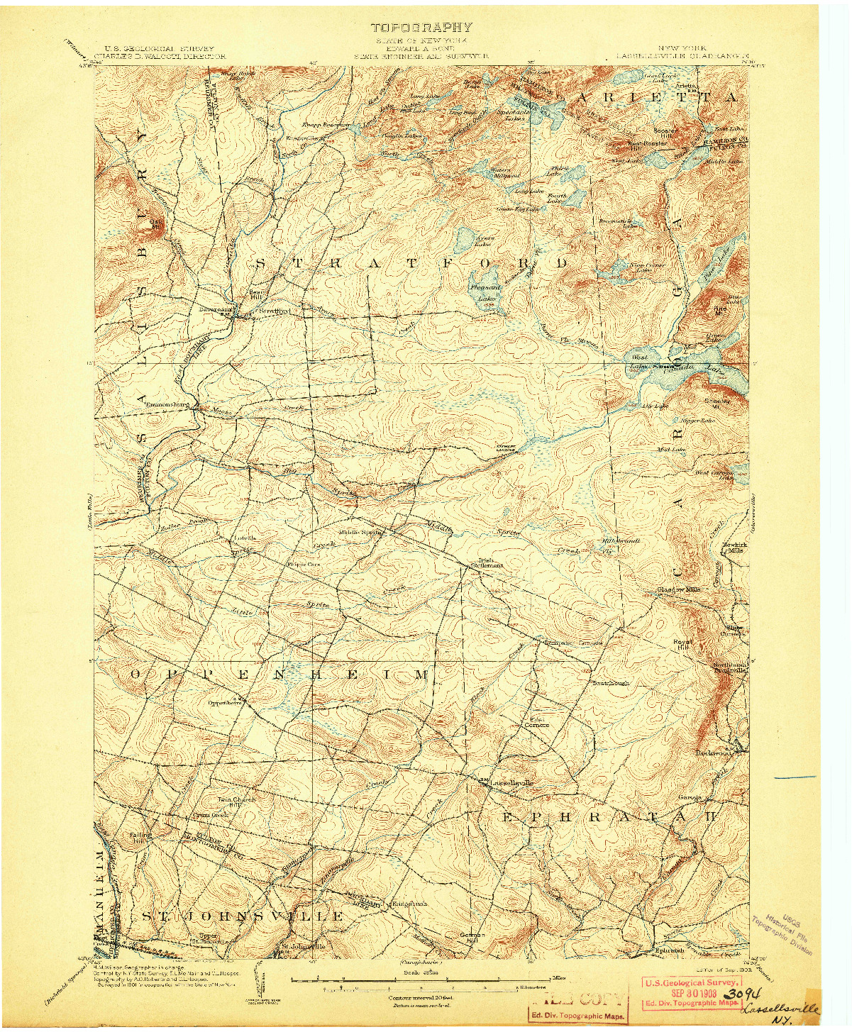 USGS 1:62500-SCALE QUADRANGLE FOR LASSELLSVILLE, NY 1903