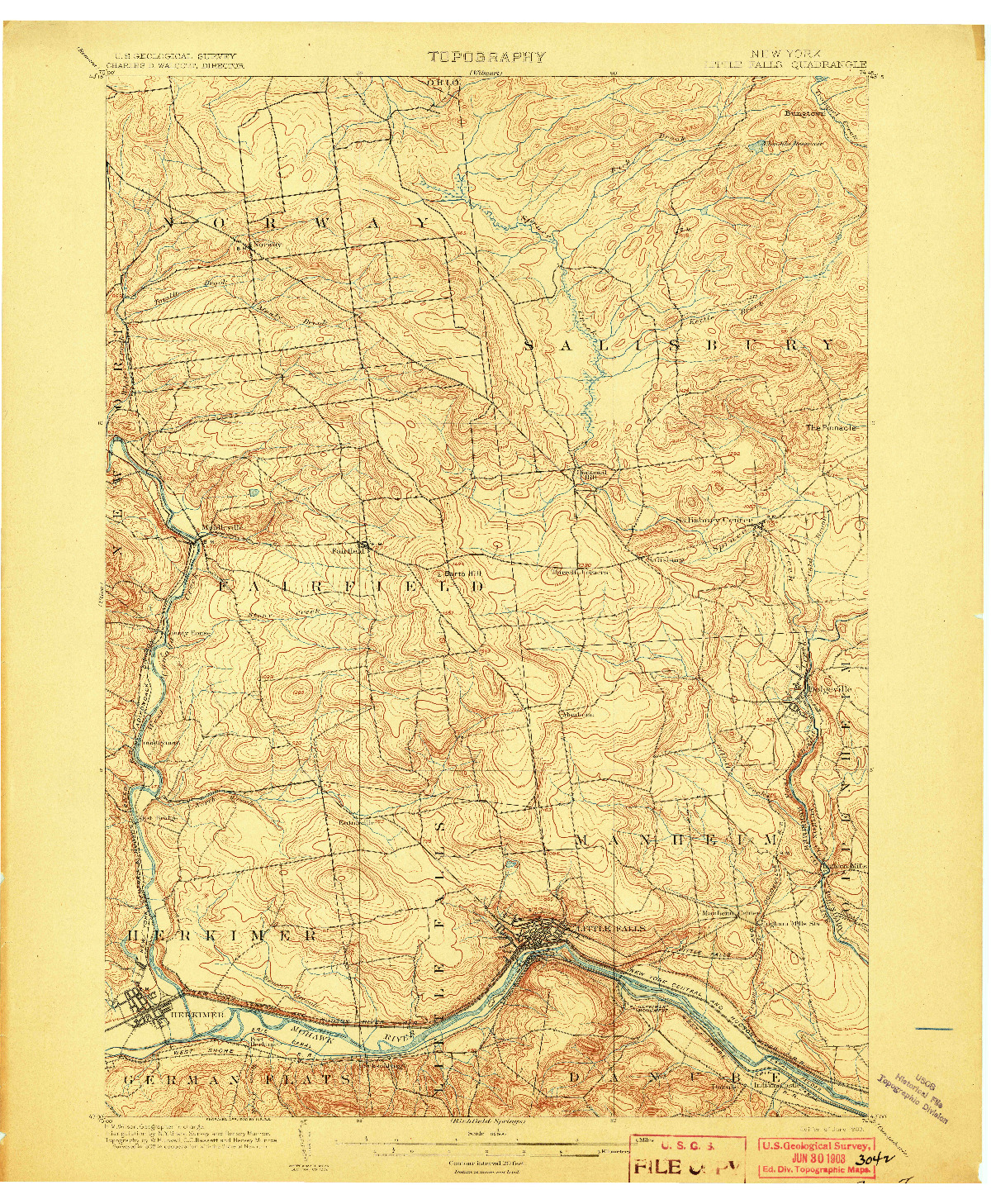 USGS 1:62500-SCALE QUADRANGLE FOR LITTLE FALLS, NY 1903