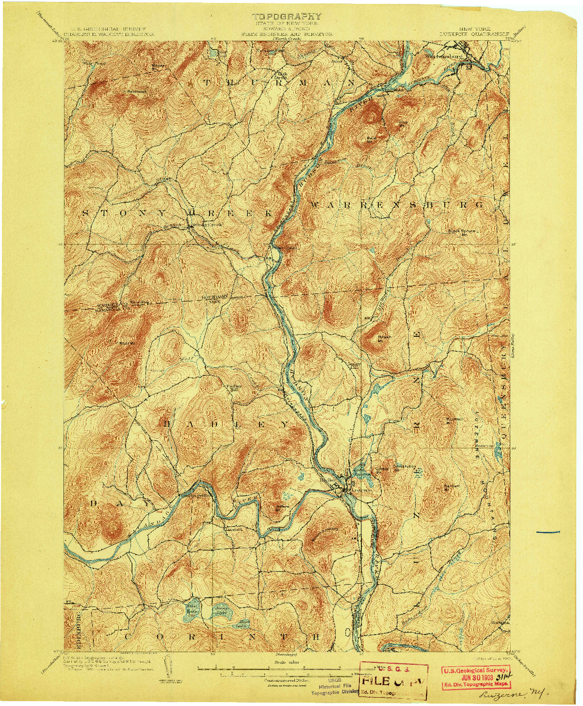 USGS 1:62500-SCALE QUADRANGLE FOR LUZERNE, NY 1903