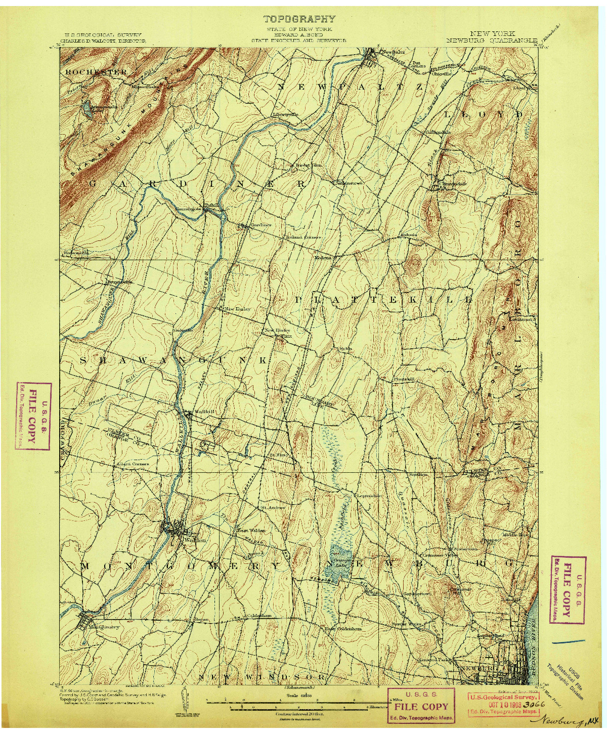 USGS 1:62500-SCALE QUADRANGLE FOR NEWBURG, NY 1903