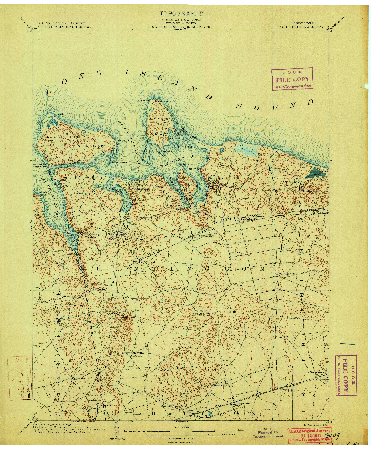 USGS 1:62500-SCALE QUADRANGLE FOR NORTHPORT, NY 1903