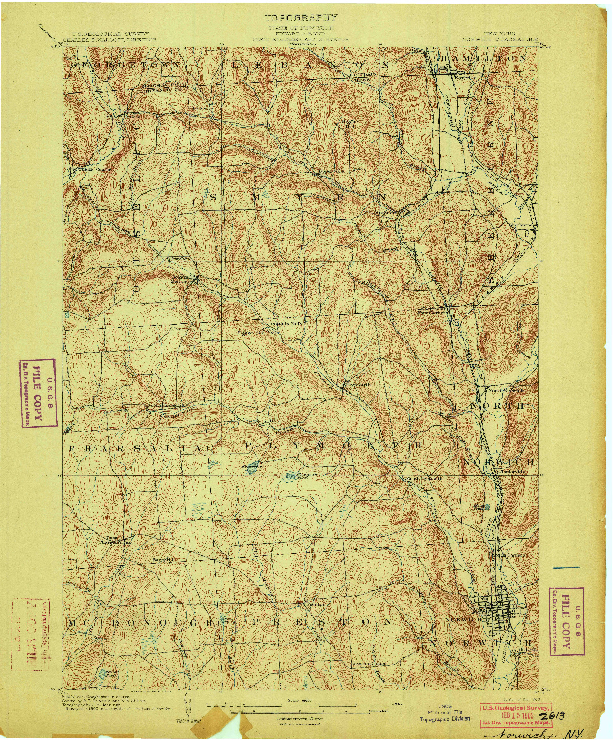 USGS 1:62500-SCALE QUADRANGLE FOR NORWICH, NY 1903