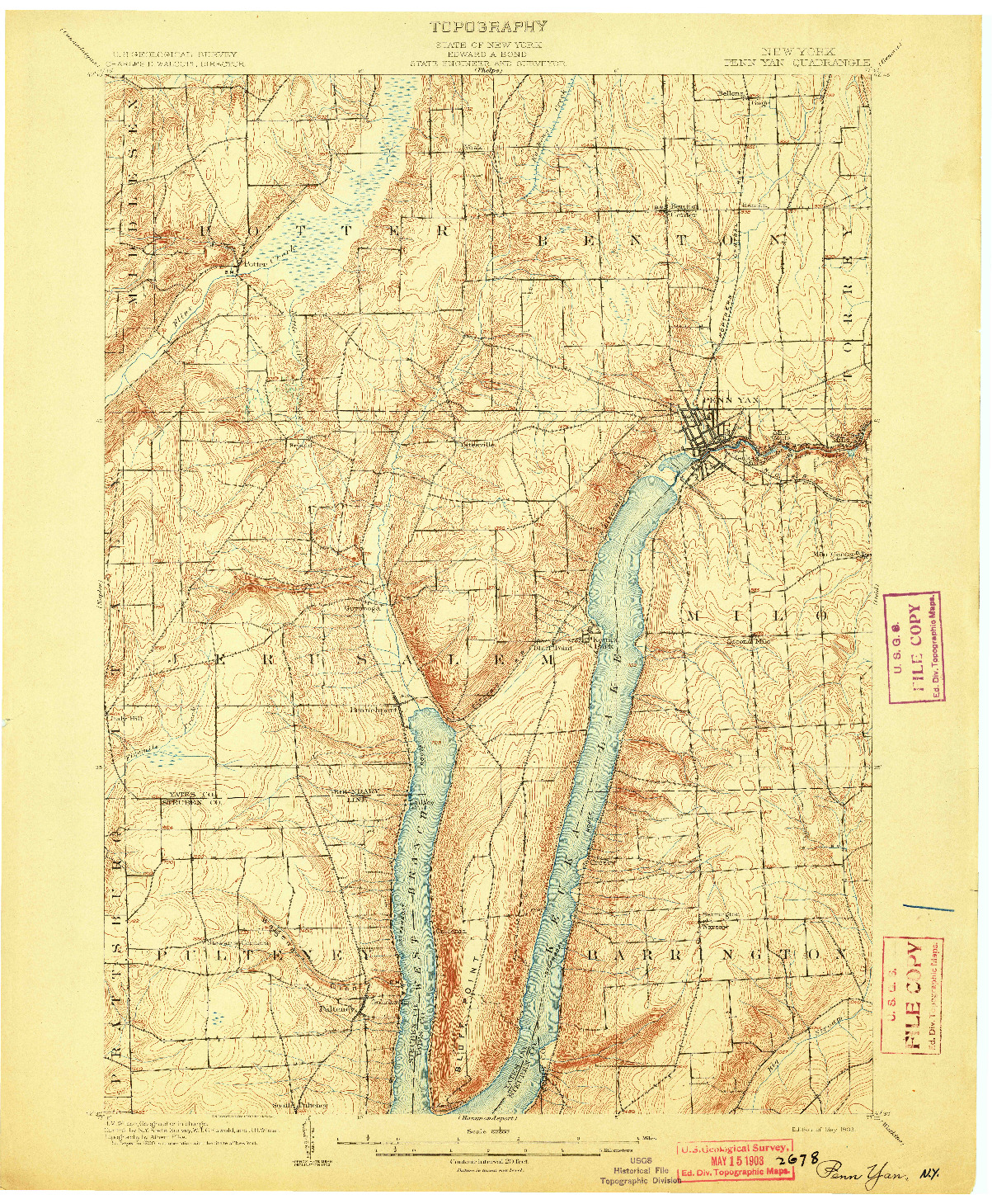 USGS 1:62500-SCALE QUADRANGLE FOR PENN YAN, NY 1903