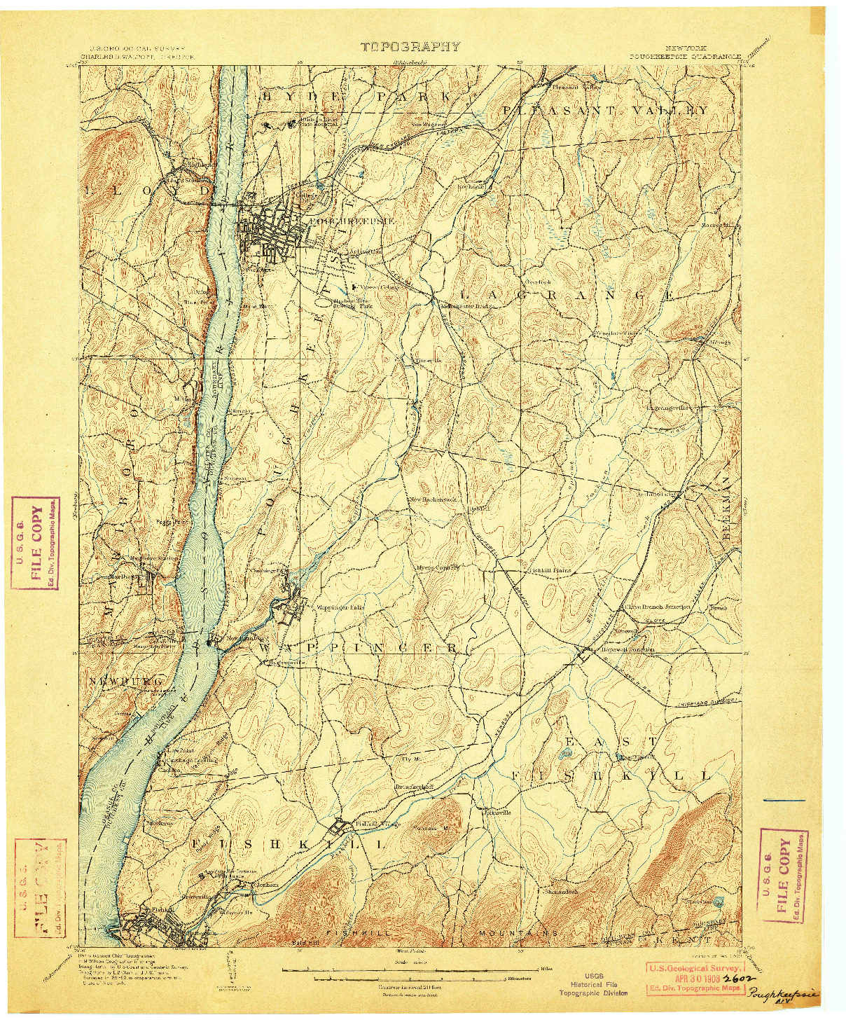 USGS 1:62500-SCALE QUADRANGLE FOR POUGHKEEPSIE, NY 1903