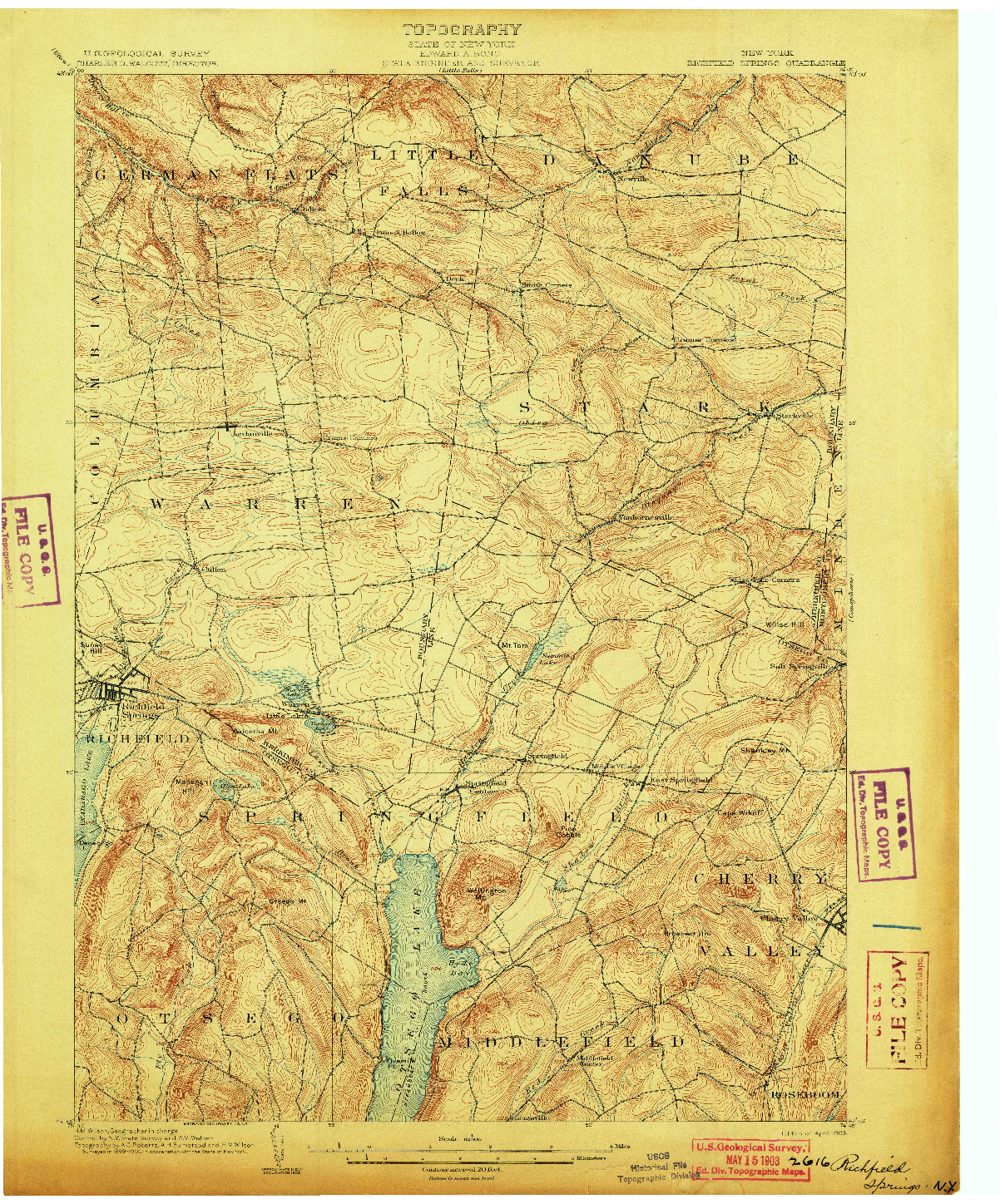 USGS 1:62500-SCALE QUADRANGLE FOR RICHFIELD SPRINGS, NY 1903