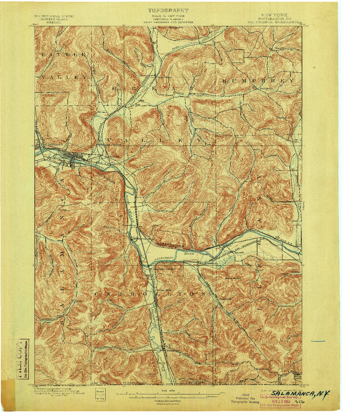 USGS 1:62500-SCALE QUADRANGLE FOR SALAMANCA, NY 1900