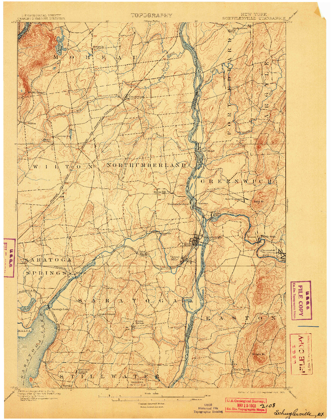 USGS 1:62500-SCALE QUADRANGLE FOR SCHUYLERVILLE, NY 1900