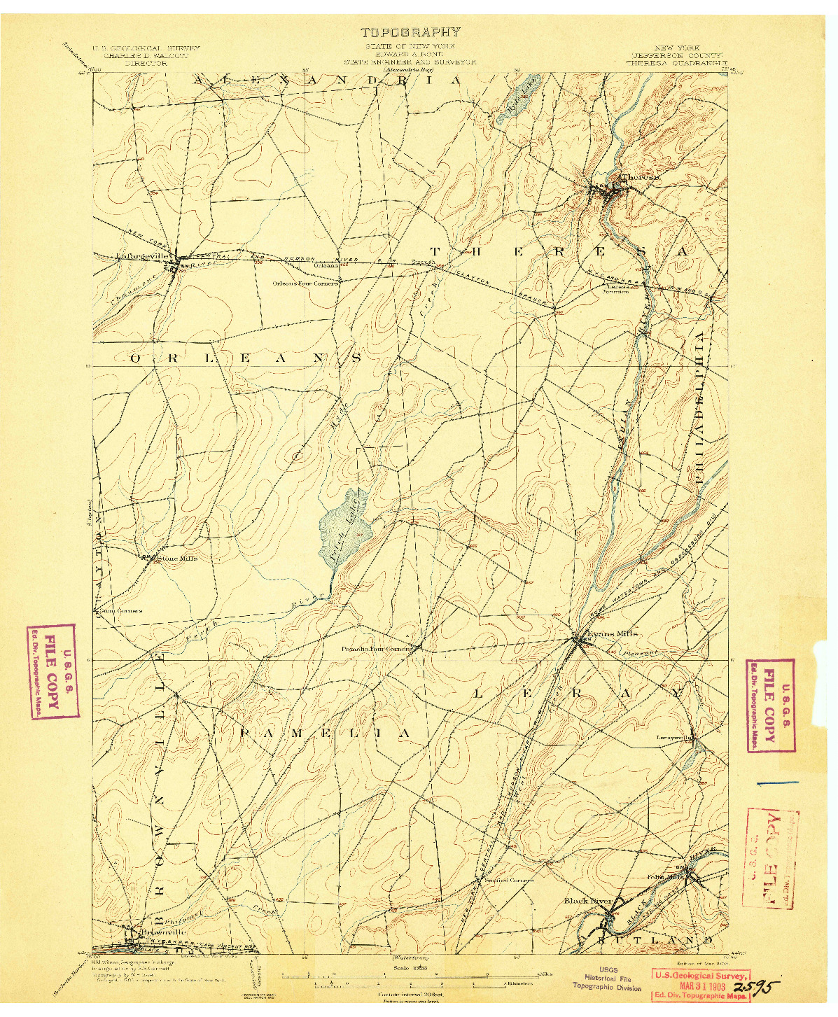 USGS 1:62500-SCALE QUADRANGLE FOR THERESA, NY 1903